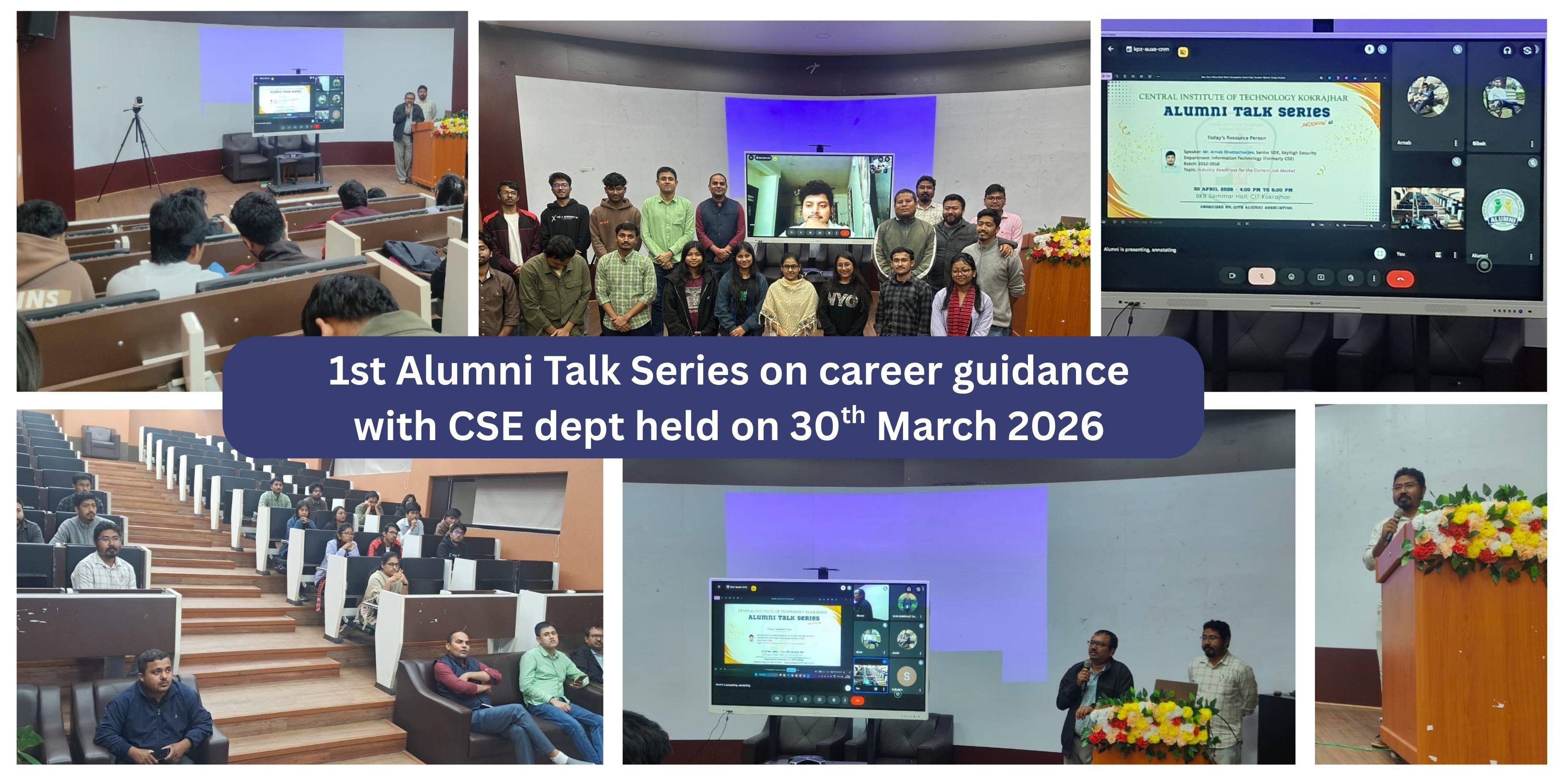 1st alumni talk series on career guidance with CSE dept held on 30th March 2026